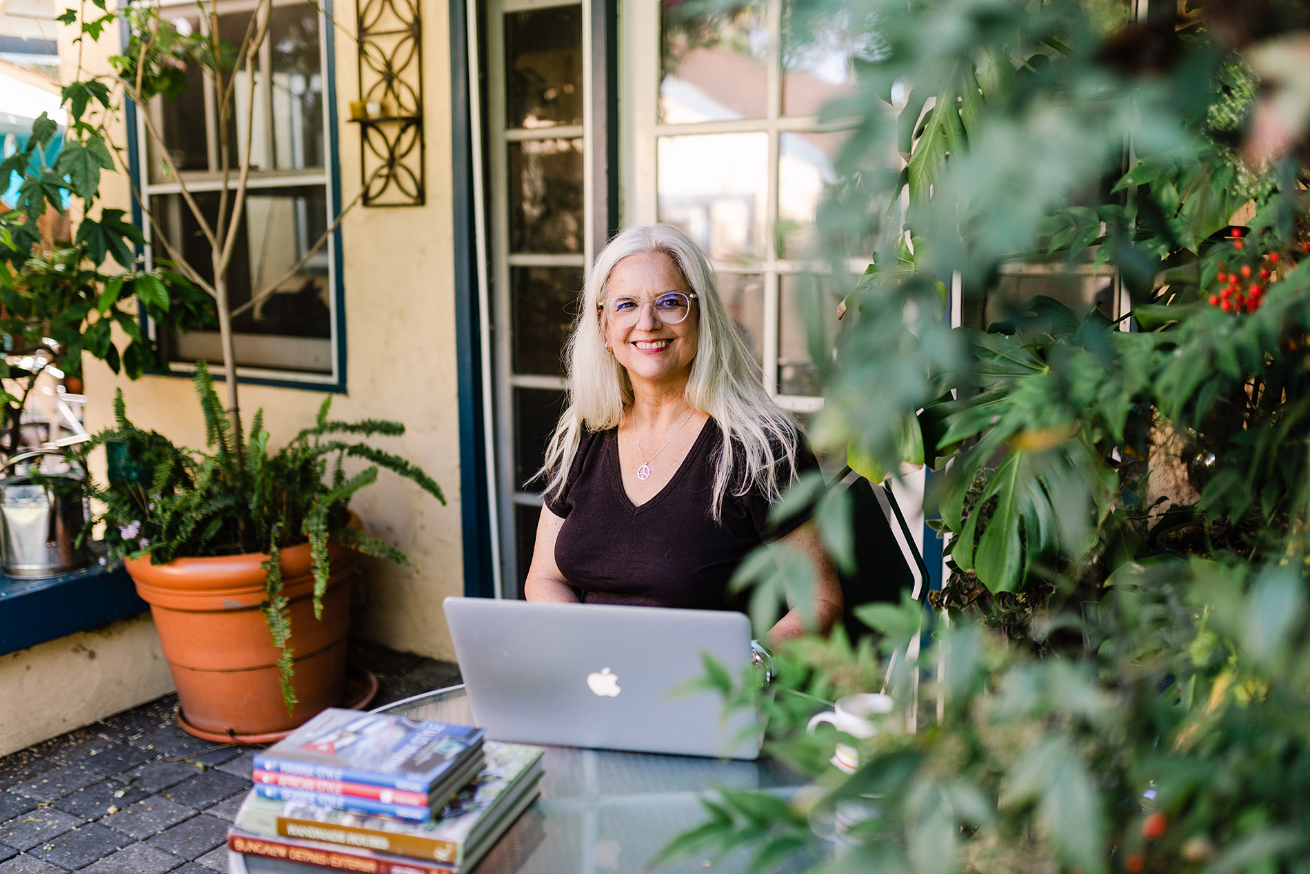 Interior designer in a sustainable green home.