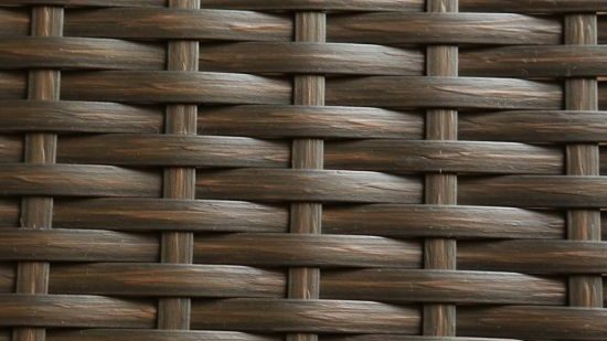 a close up picture of all weather "wicker" a product commonly made from vinyl plastic.